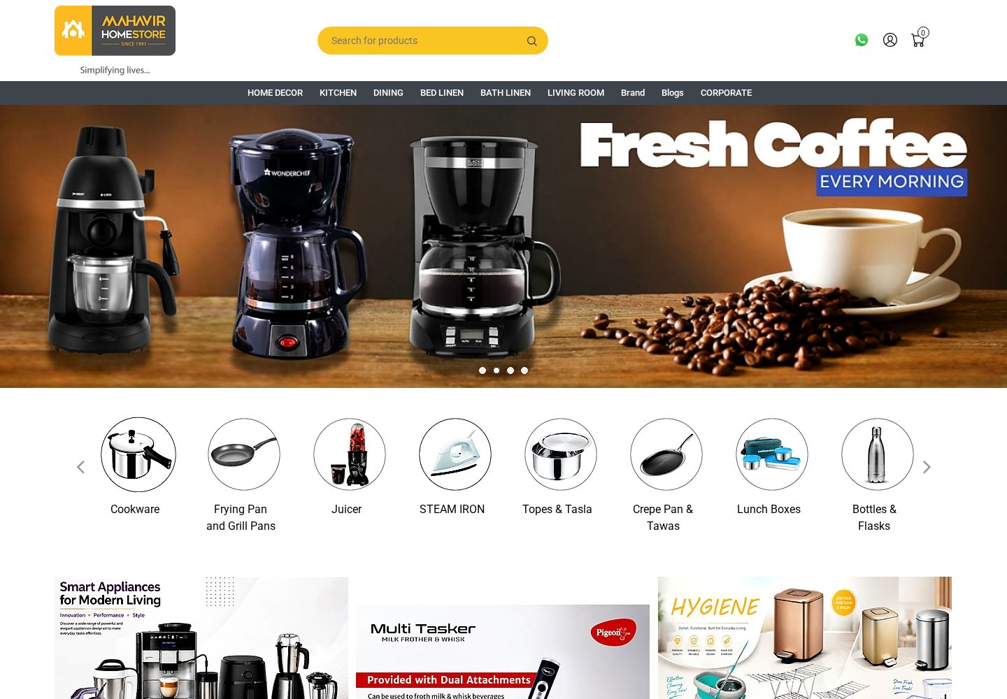 Mahavir Home Store website preview